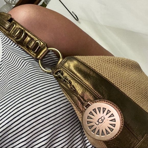 UGG Australia Bronze Leather Woven Hobo Bag - Picture 13 of 16